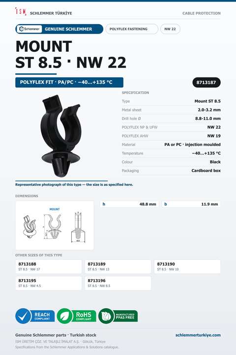 MOUNT NW22 FORM ST 8.8-11.0