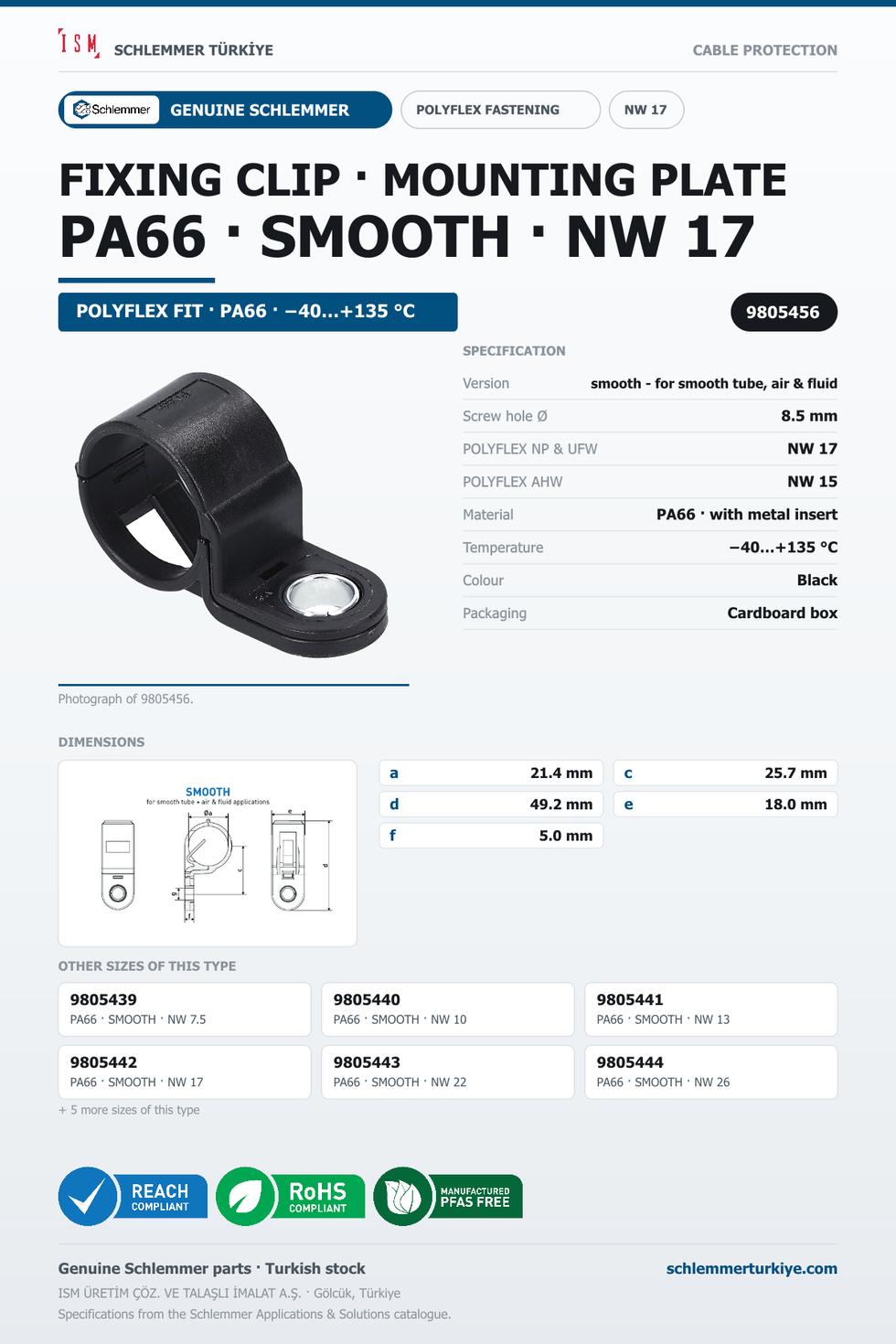 FIXING CLIP NW17 FORM SMOOTH TUBE KPL 8.5