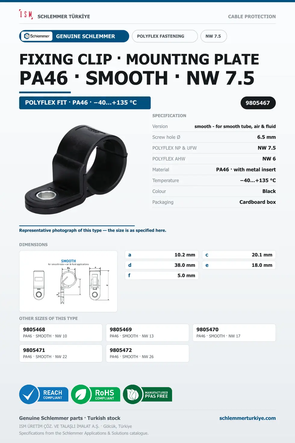 FIXING CLIP NW7.5 FORM SMOOTH TUBE KPL 6.5