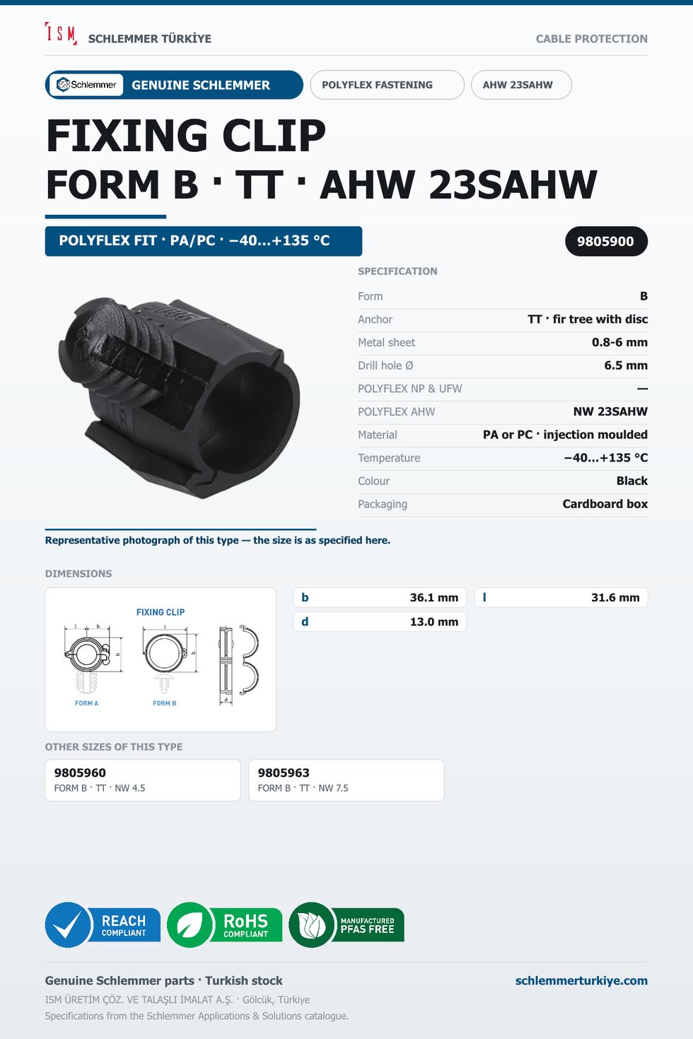 FIXING CLIP FORM B - TT-K 6.5