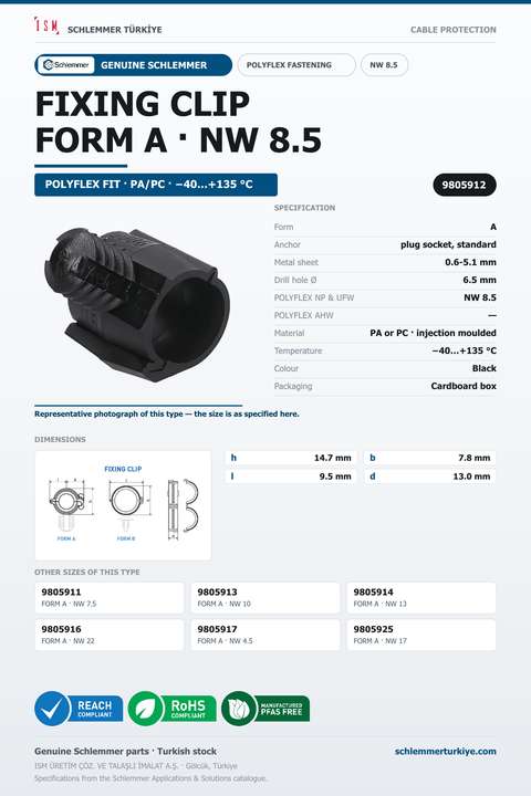 FIXING CLIP NW8.5 FORM A- 6.5