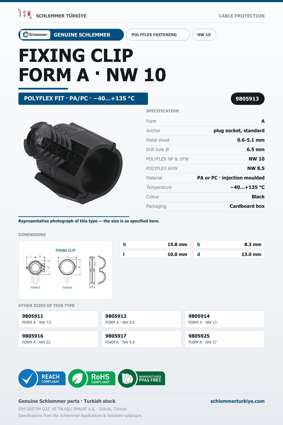 FIXING CLIP NW10 FORM A- 6.5