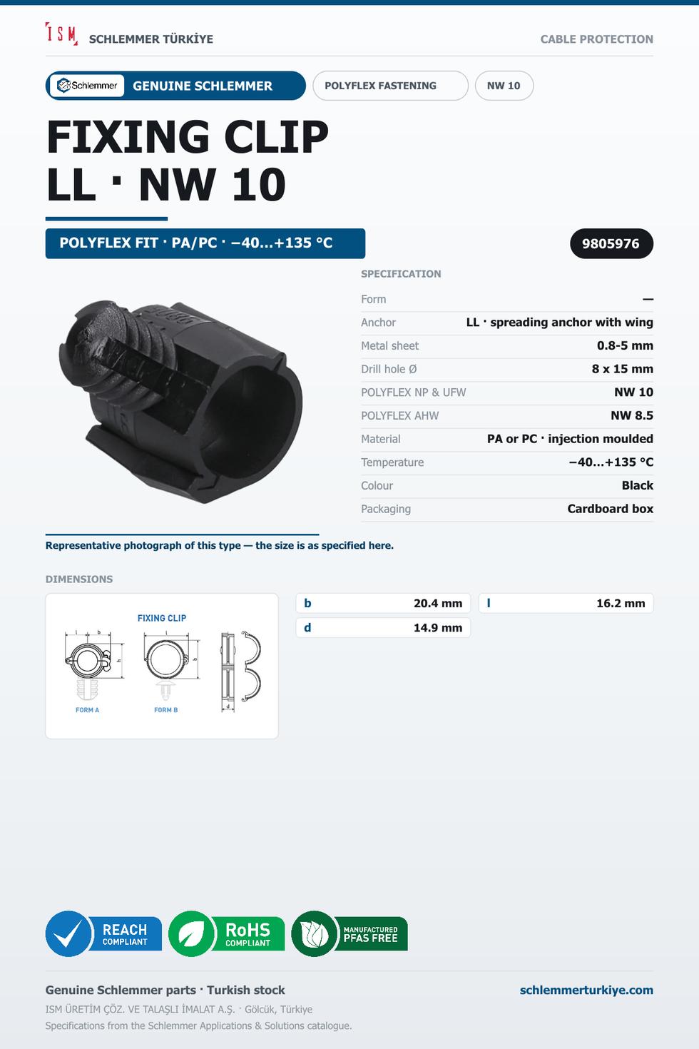 FIXING CLIP NW10 FORM LL 8 x 15