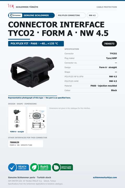 CONNECTOR INTERFACE TYCO2 A/- PA66 BK NW 4.5
