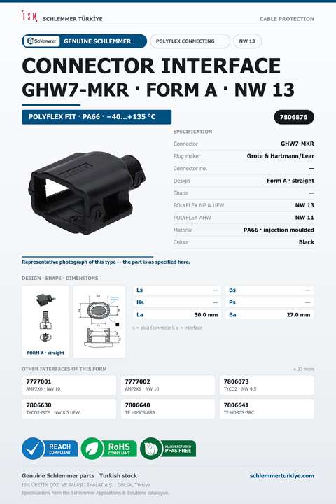 CONNECTOR INTERFACE GHW7-MKR A/- PA66 BK NW 13