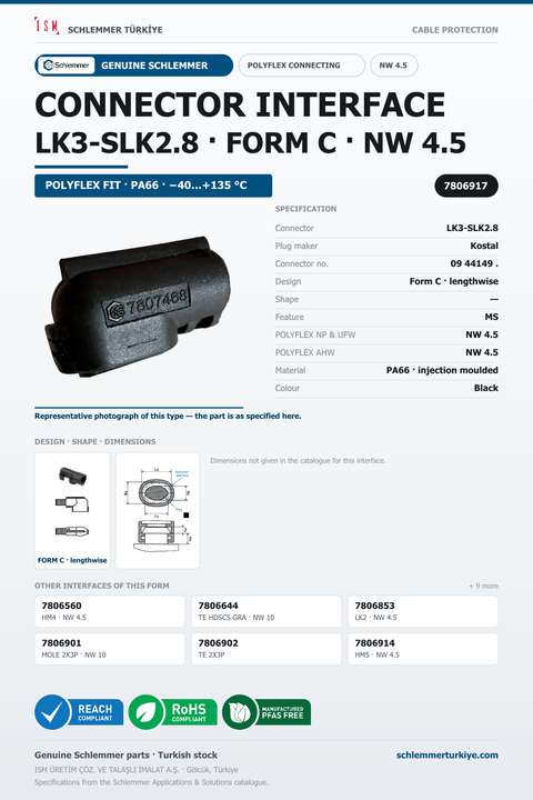 CONNECTOR INTERFACE LK3-SLK2,8 C/- PA66 BK NW 4,5