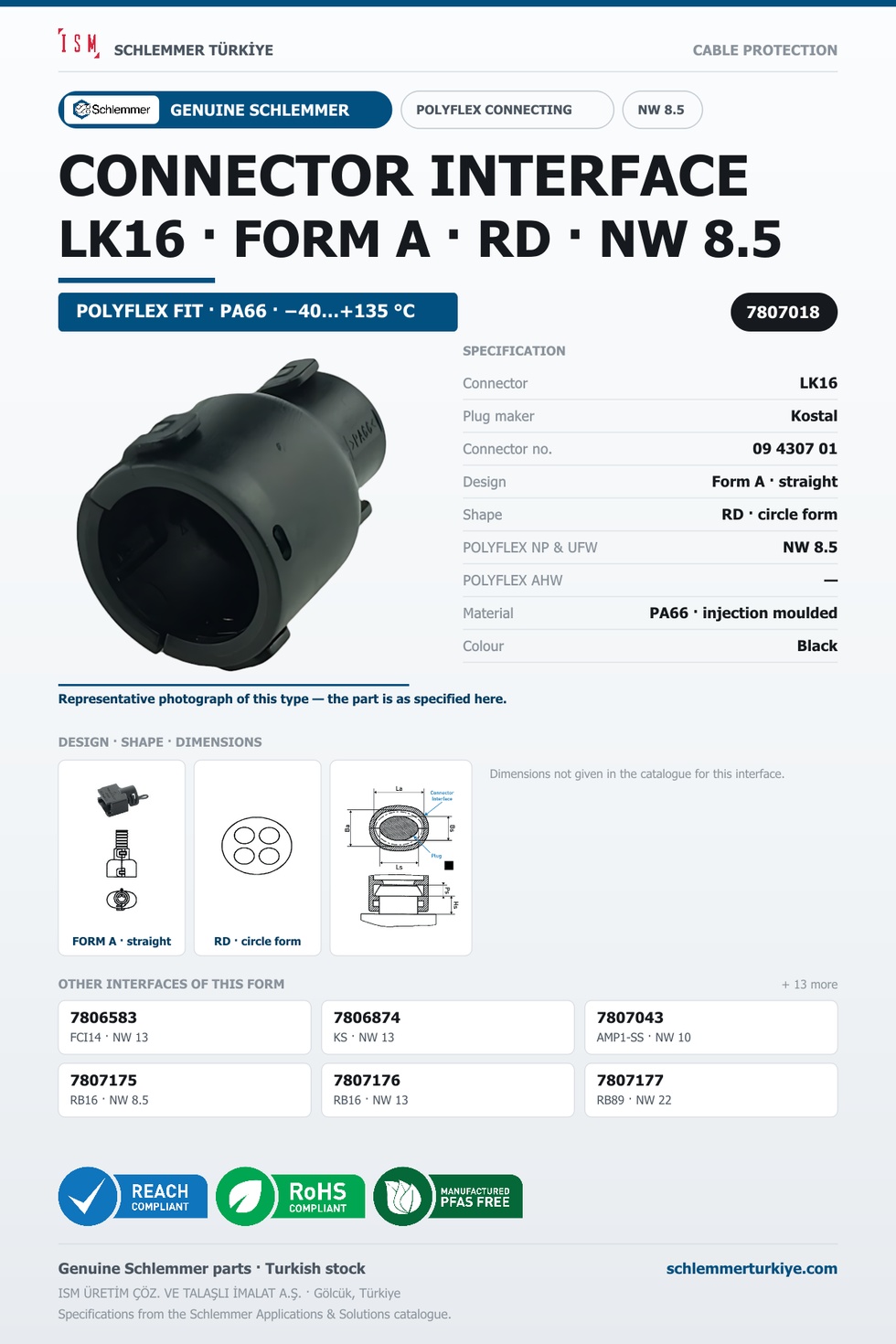 CONNECTOR INTERFACE LK16 A/RD PA66 BK NW 8.5