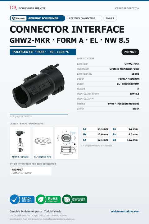 CONNECTOR INTERFACE GHW2-MKR A/EL PA66 BK NW 8.5