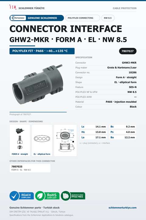 CONNECTOR INTERFACE GHW2-MKR A/EL PA66 BK NW 8.5