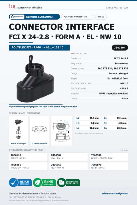 CONNECTOR INTERFACE FCI X 24-2.8 A/EL PA66 BK NW 10