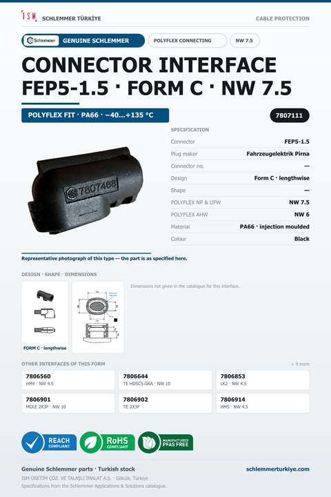 CONNECTOR INTERFACE FEP5-1.5 C/- PA66 BK NW 7.5