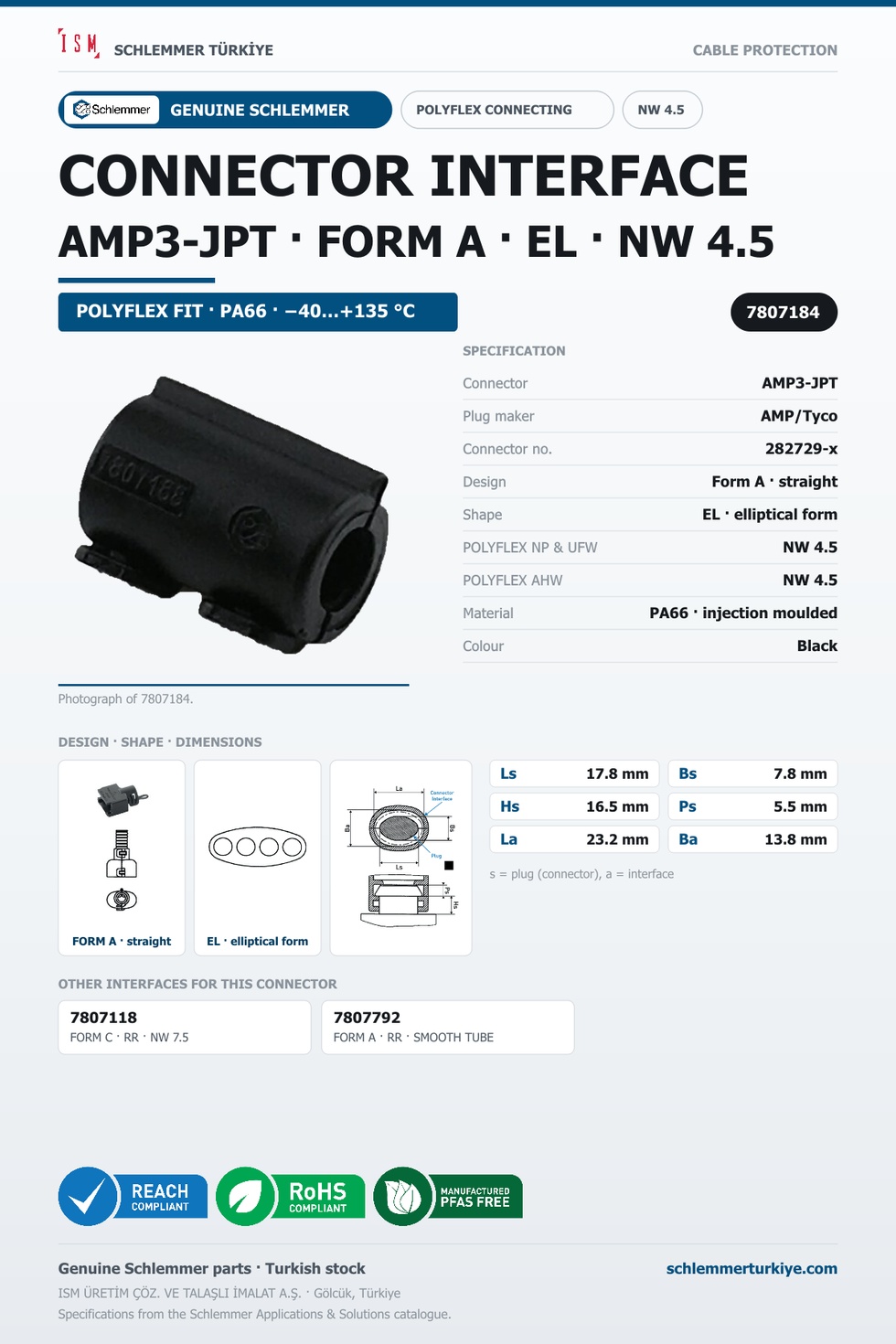 CONNECTOR INTERFACE AMP3-JPT A/EL PA66 BK NW 4.5