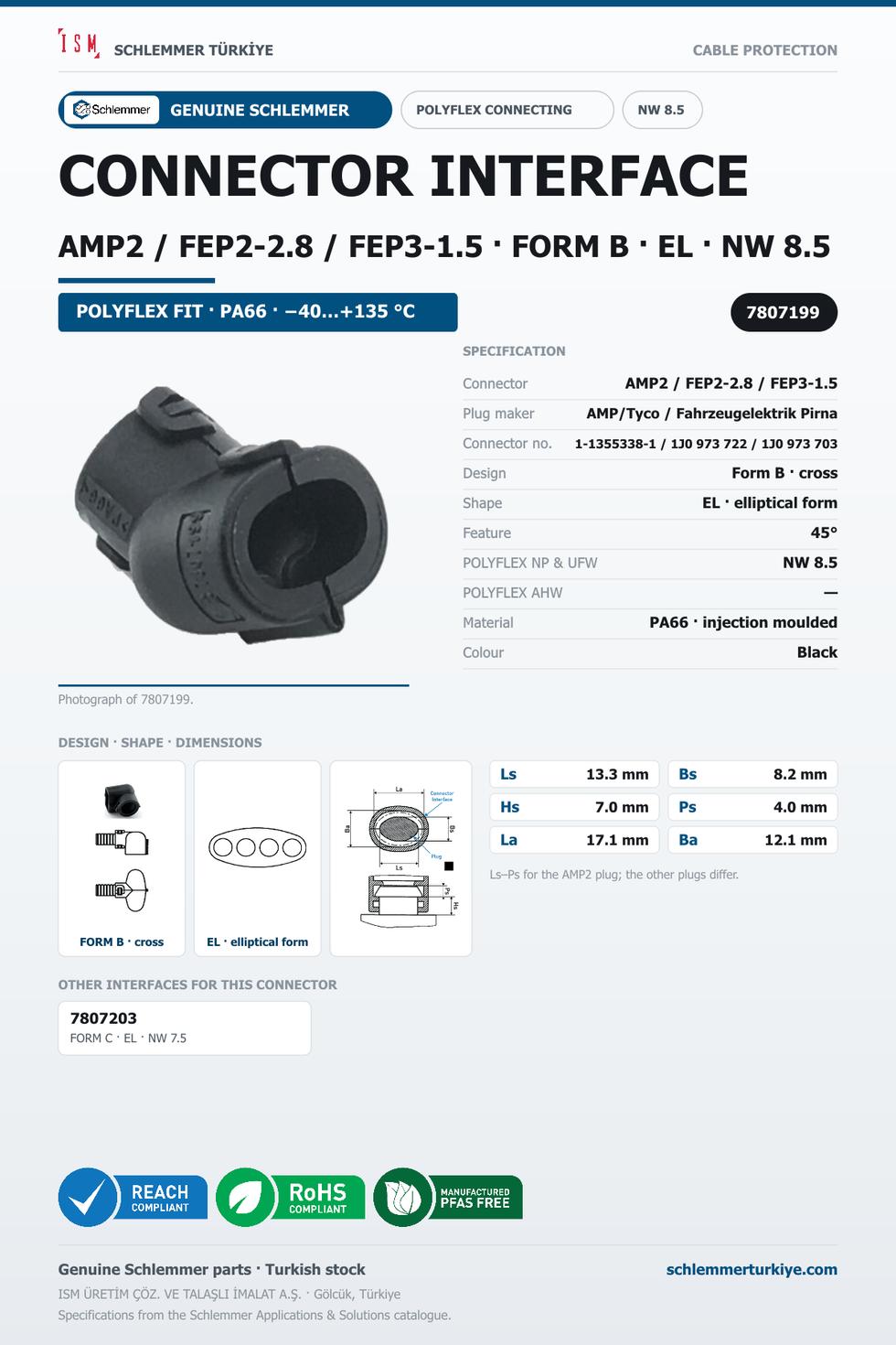 CONNECTOR INTERFACE FEP3-1.5 B/EL PA66 BK NW 8.5