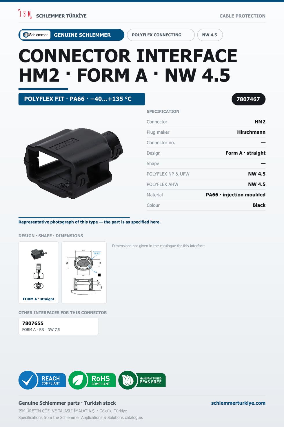 CONNECTOR INTERFACE HM2 A/- PA66 BK NW 4.5