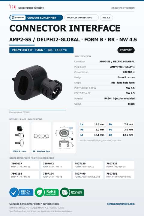 CONNECTOR INTERFACE DELPHI2-GLOBAL B/RR PA66 BK NW 4.5