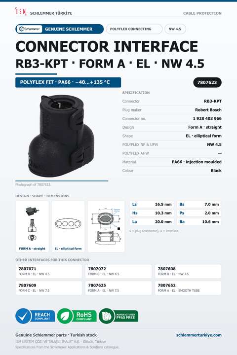CONNECTOR INTERFACE RB3-KPT A/EL PA66 BK NW 4,5