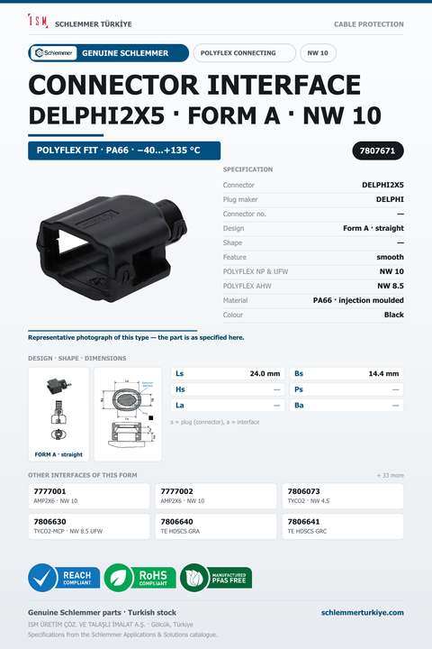 CONNECTOR INTERFACE DELPHI2X5 A/- PA66 BK NW 10