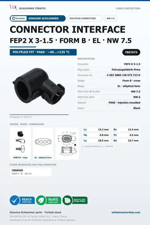 CONNECTOR INTERFACE FEP2 X 3-1.5 B/EL PA66 BK NW 7.5