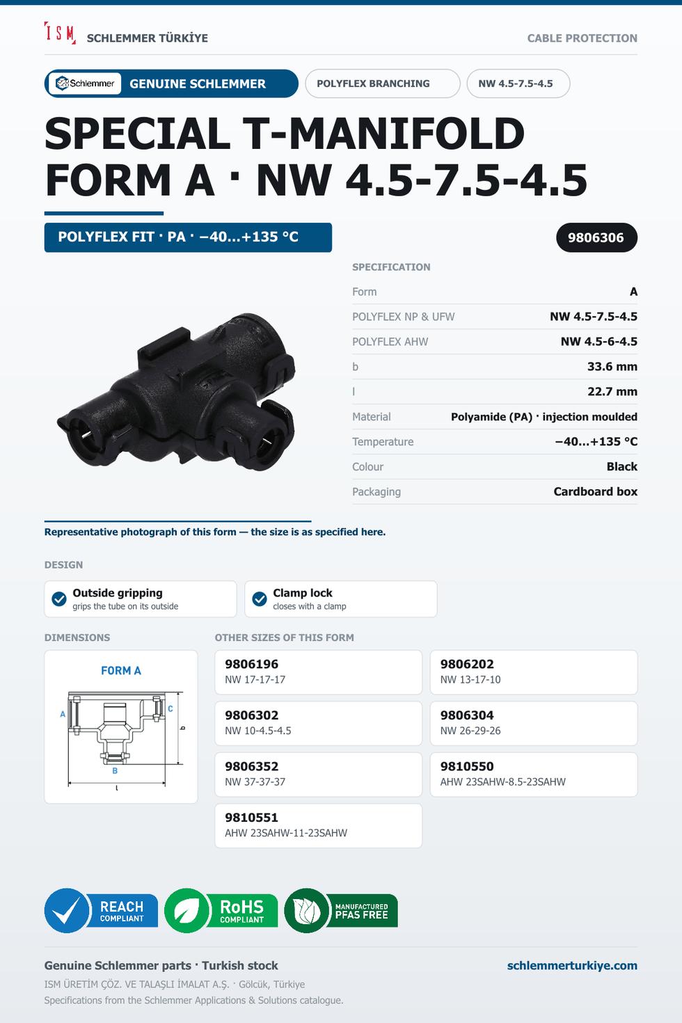 POLYFLEX T-MANIFOLD FORM SPECIAL A NW 4.5-7.5-4.5