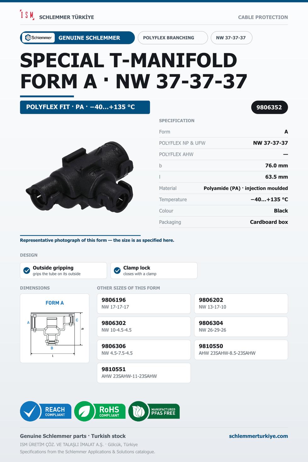 POLYFLEX T-MANIFOLD FORM SPECIAL A NW 37-37-37