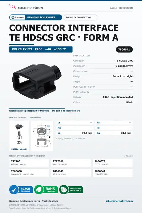 POLYFLEX CONNECTOR INTERFACE · TE HDSCS GRC · FORM A · BLACK