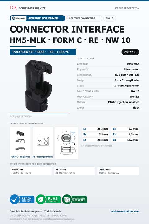 CONNECTOR INTERFACE HM5-MLK C/RE PA66 BK NW 10