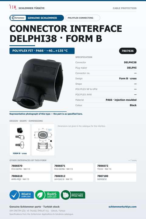 CONNECTOR INTERFACE DELPHI38 B/- PA66 BK Highflex NW 13