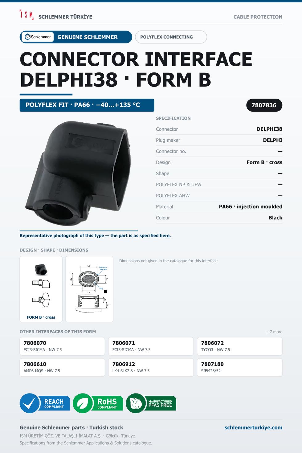 CONNECTOR INTERFACE DELPHI38 B/- PA66 BK Highflex NW 13
