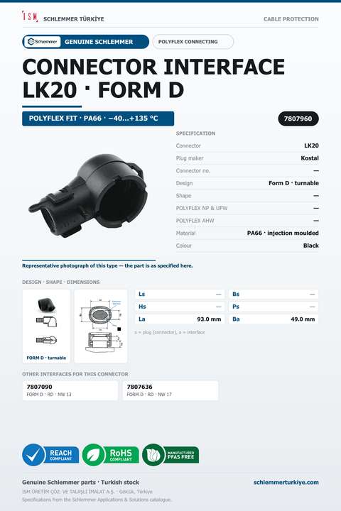 POLYFLEX CONNECTOR INTERFACE · LK20 · FORM D · BLACK