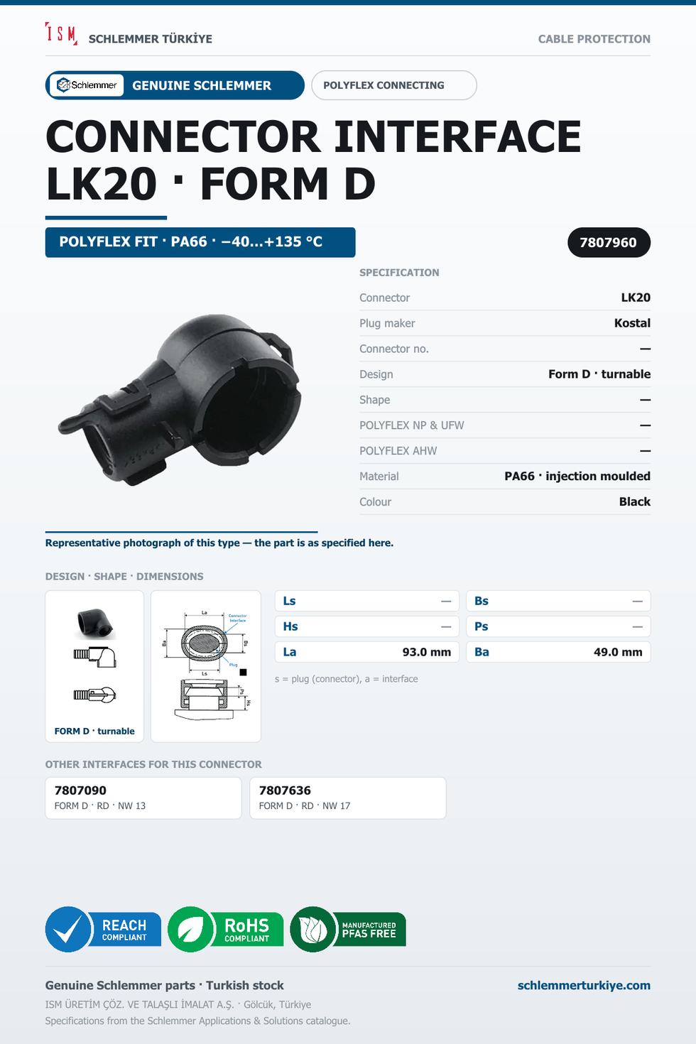 POLYFLEX CONNECTOR INTERFACE · LK20 · FORM D · BLACK