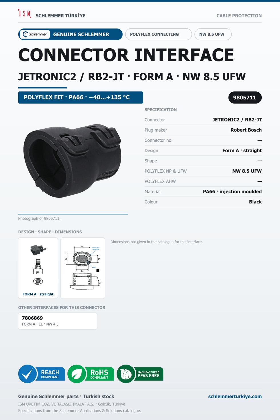 CONNECTOR INTERFACE JETRONIC2 A/- PA66 BK NW 8.5 UFW