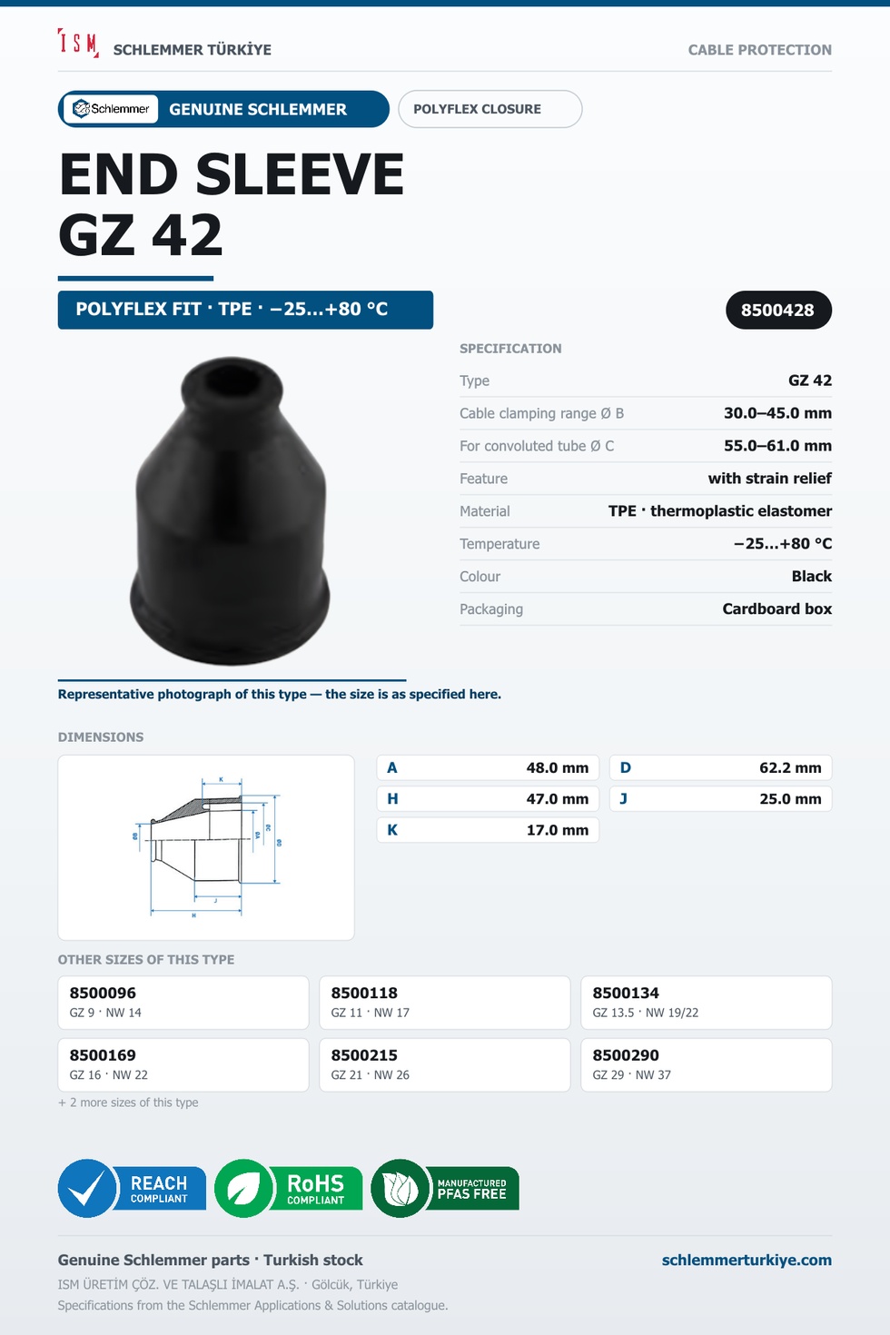 GUMMI END SLEEVE GZ 42 NW -