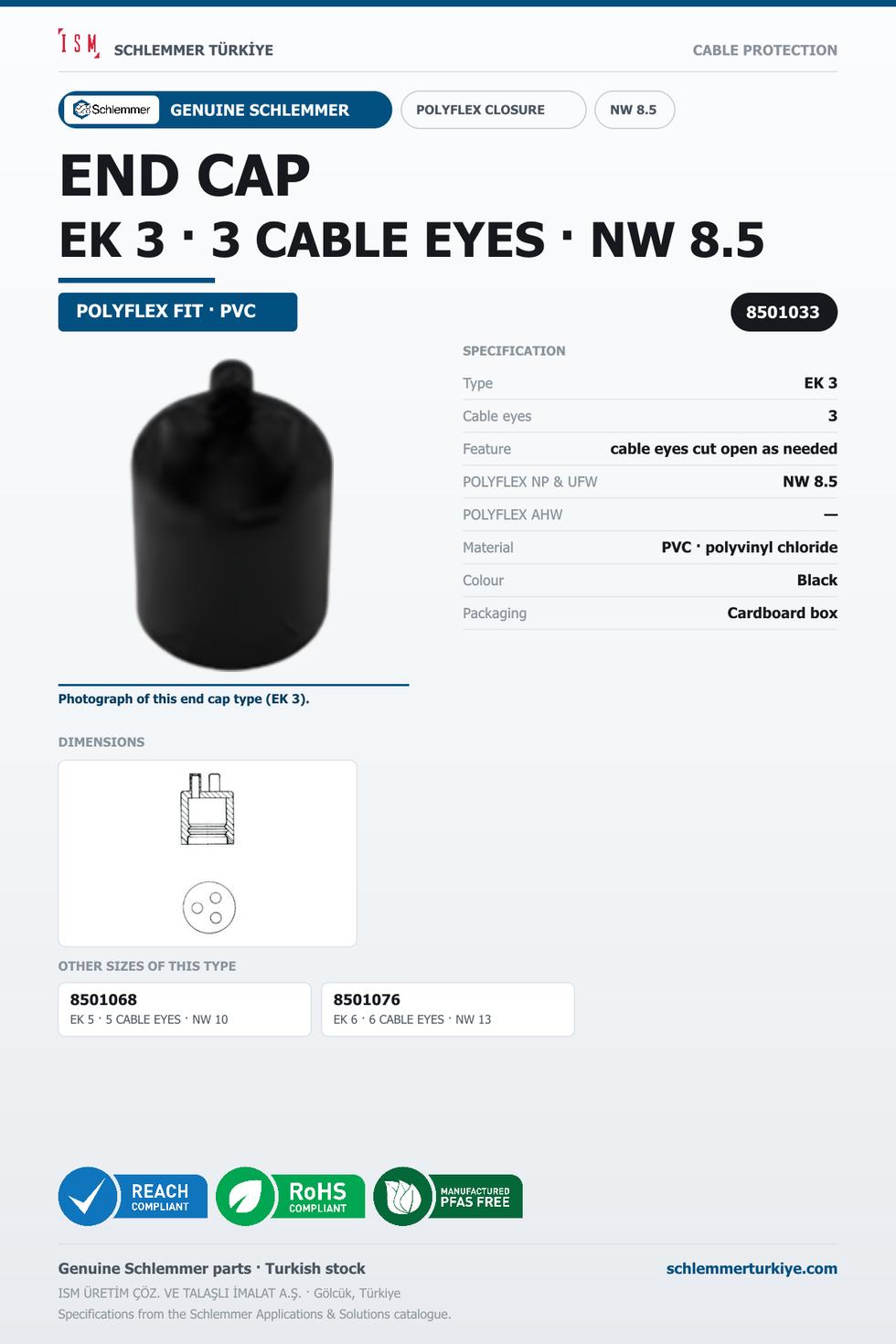 END CAP EK 3 NW 8.5