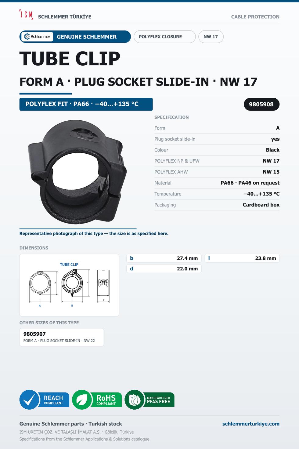 TUBE CLIP NW17 FORM A