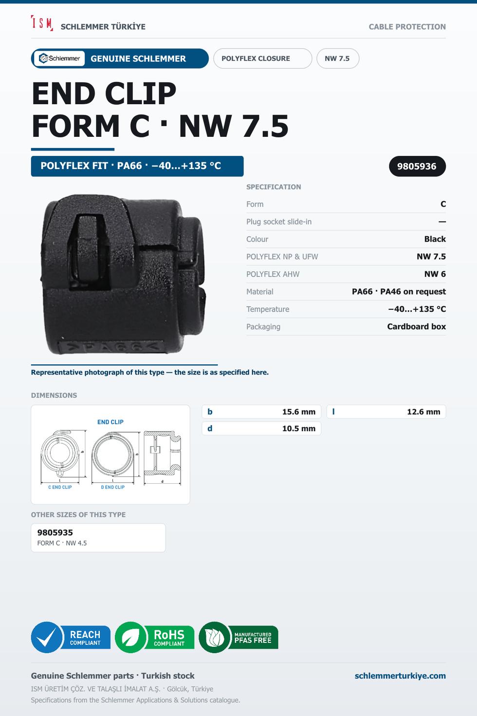 END CLIP NW7.5 FORM C