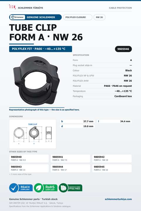 TUBE CLIP NW26 FORM A