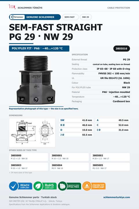 SEMFAST STRAIGHT PG29 NW29 BLACK
