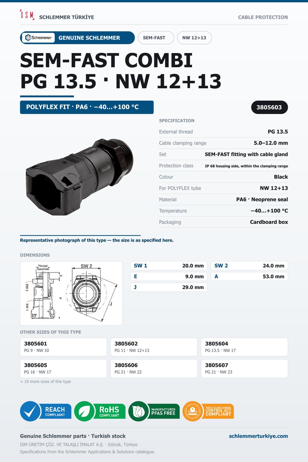 SEMFAST COMBI SET PG13.5 NW12+13 BLACK