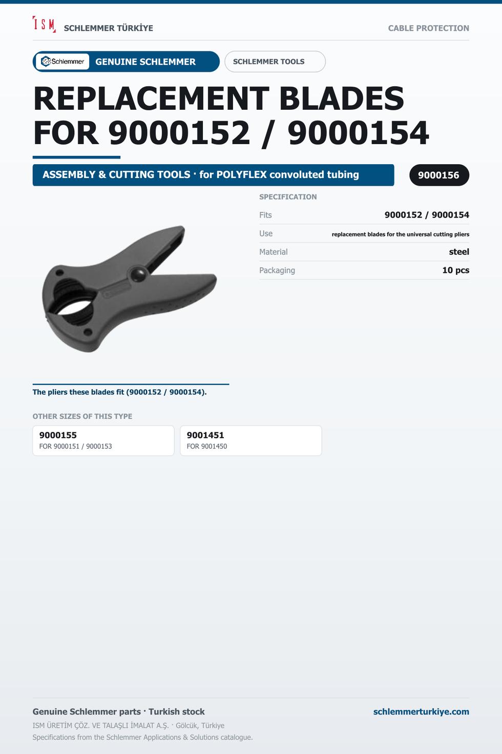 REPLACEMENT BLADES · FOR 9000152 / 9000154