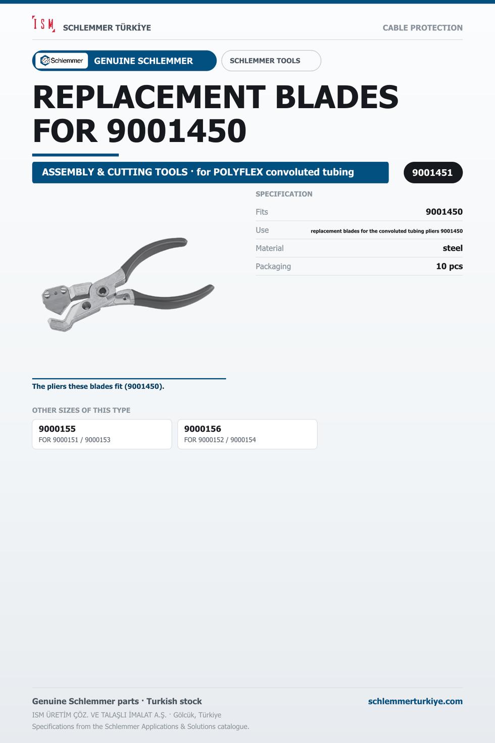 REPLACEMENT BLADES · FOR 9001450