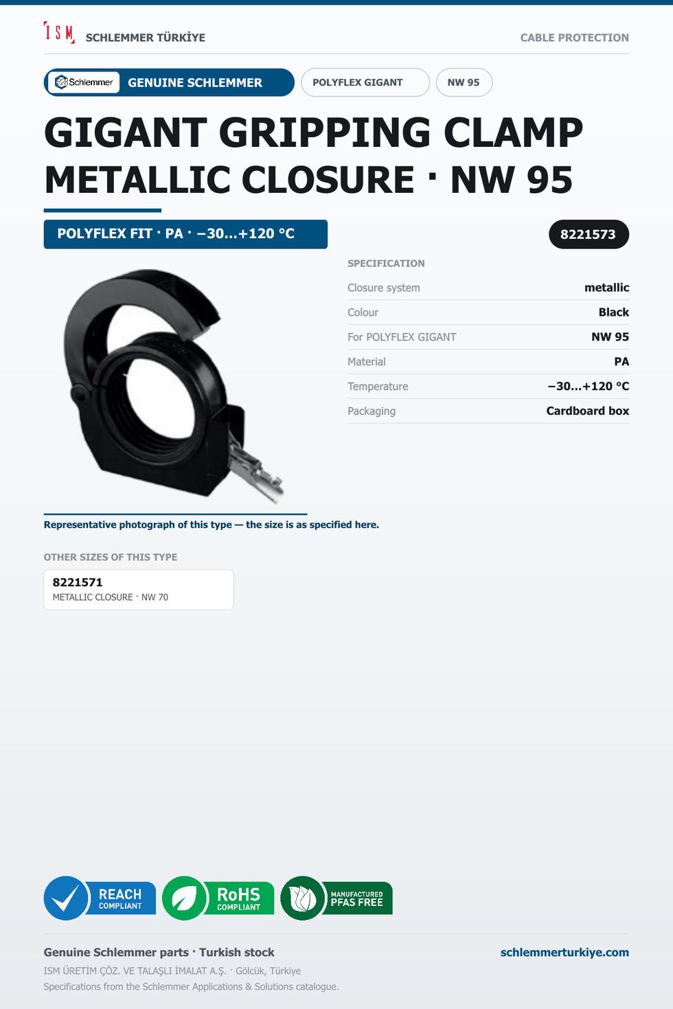 POLYFLEX GIGANT GRIPPING CLAMP · METALLIC CLOSURE · NW 95