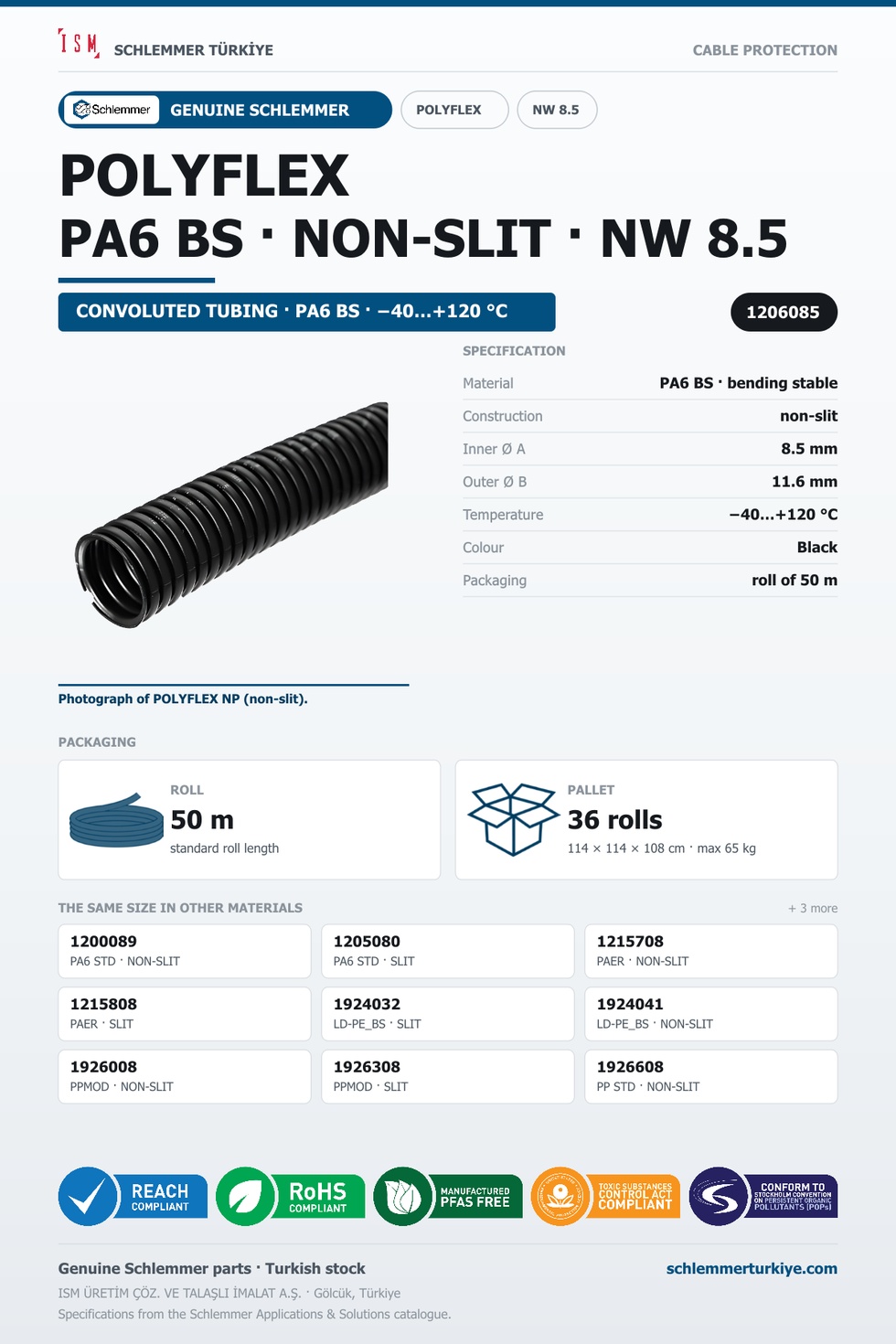 POLYFLEX NW08.5 NORMAL NONSLIT PA6 BS RLX 50 Meters