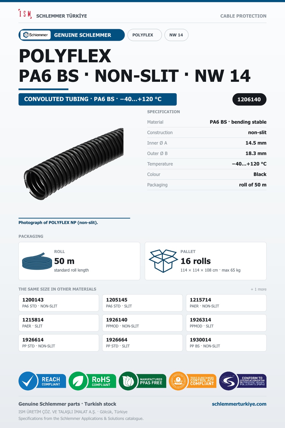 POLYFLEX NW14 NORMAL NONSLIT PA6 BS RLX 50 Meters