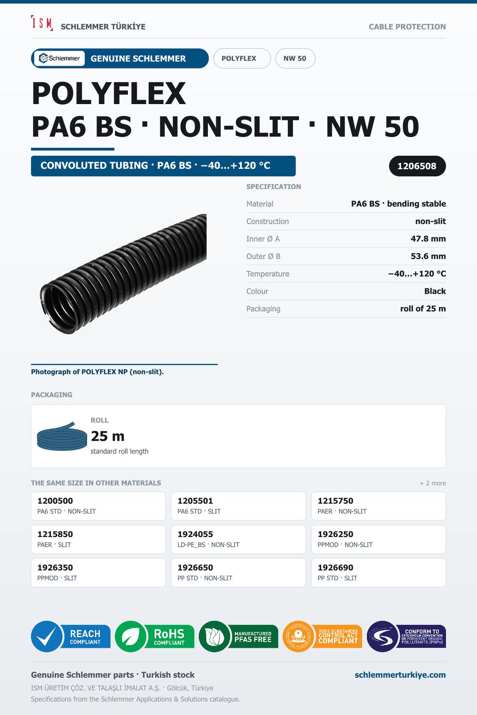 POLYFLEX NW50 NORMAL NONSLIT PA6 BS RLX 25 Meters
