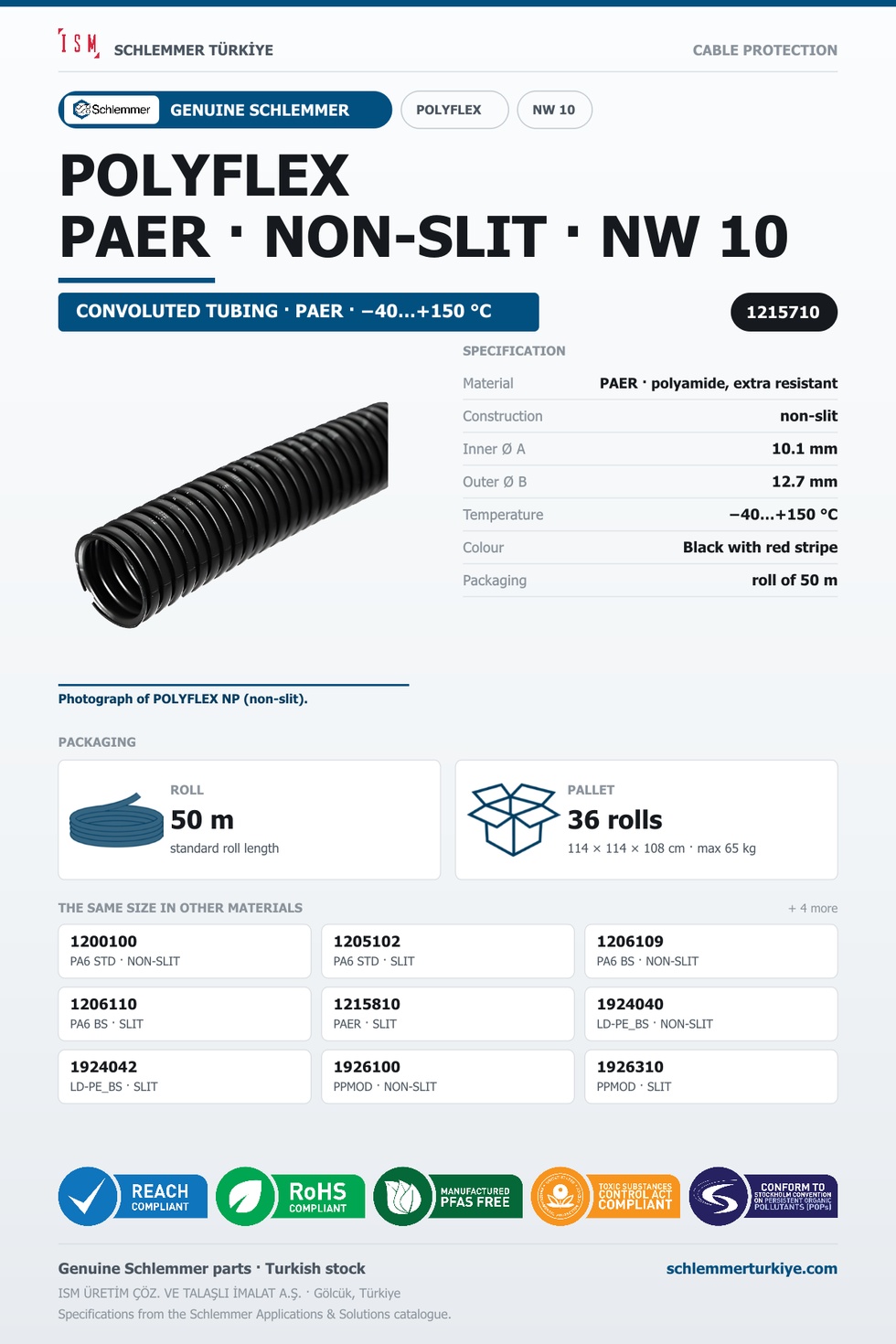 POLYFLEX NW10 NORMAL NONSLIT PAER BKRD RLX 50 Meters
