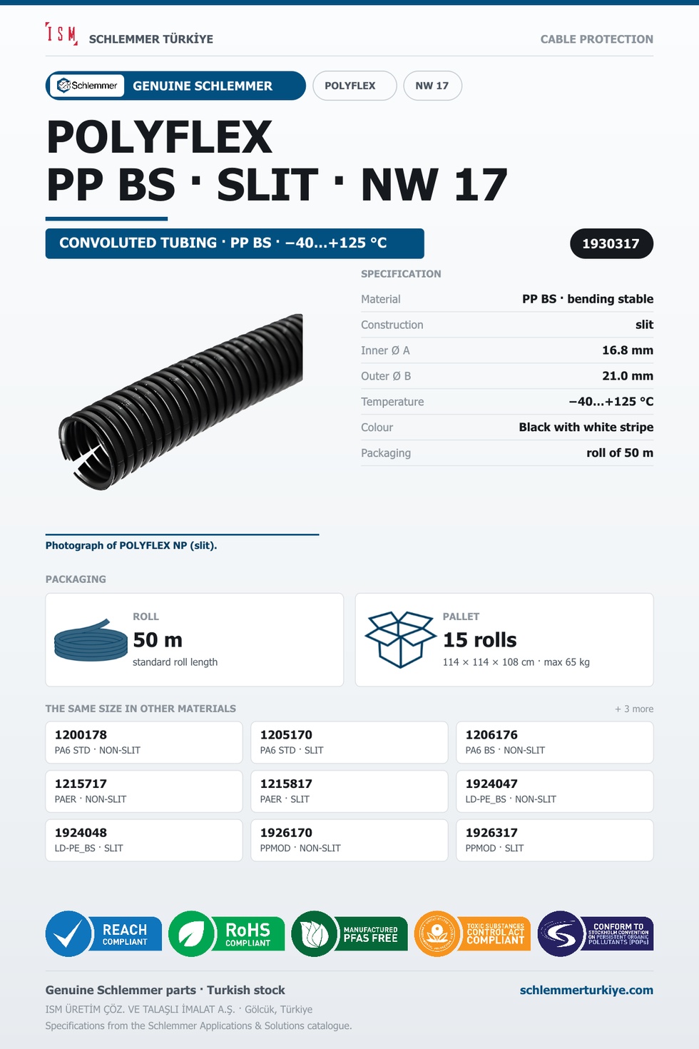 POLYFLEX NW17 NORMAL SLIT PP BS BKIW RLX 50 Meters