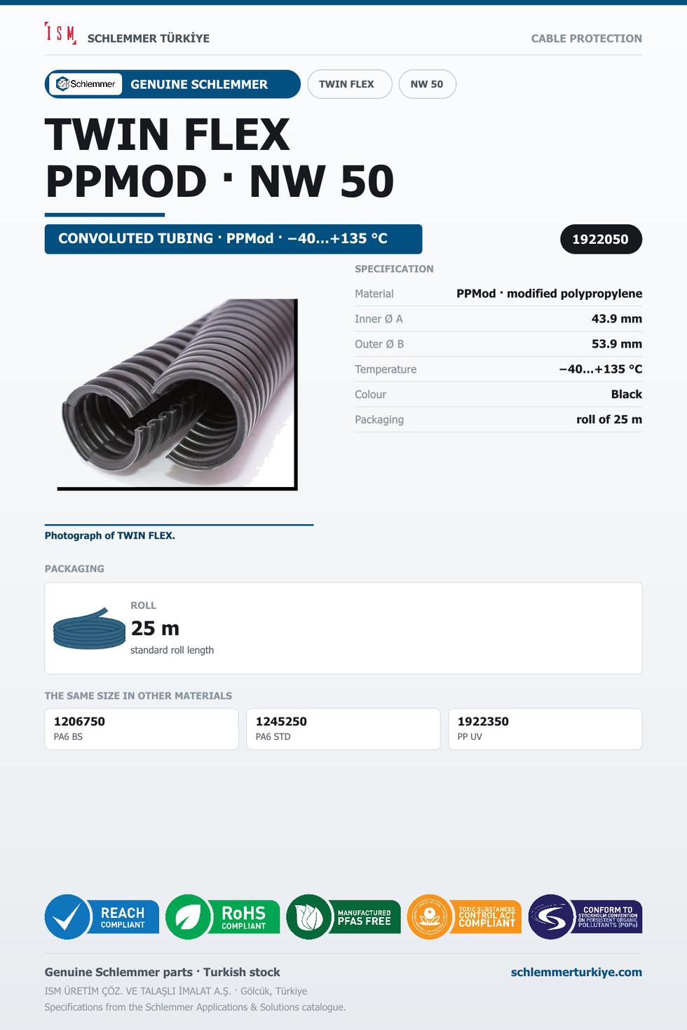 TWIN FLEX NW50 NORMAL TPC-EE (Arnitel) PPMOD RLX 25 Meters
