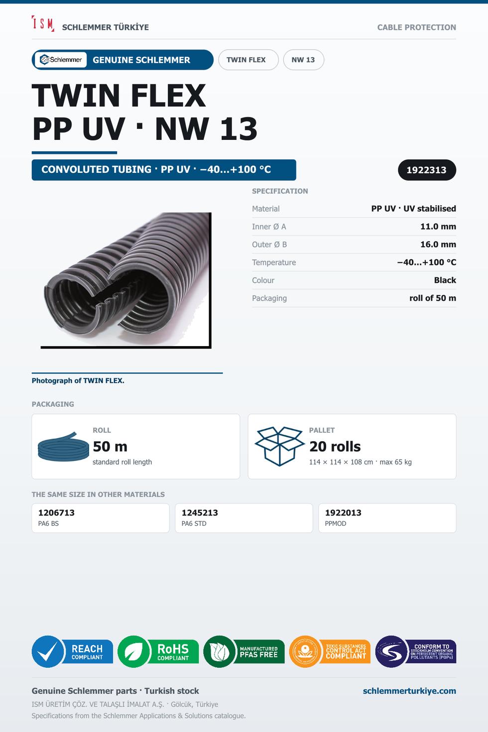 TWIN FLEX NW13 NORMAL TPC-EE (Arnitel) PP UV RLX 50 Meters