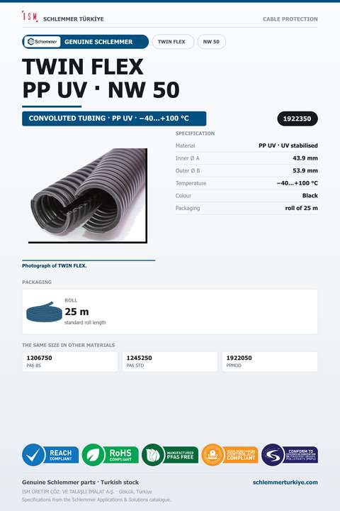 TWIN FLEX NW50 NORMAL TPC-EE (Arnitel) PP UV RLX 25 Meters