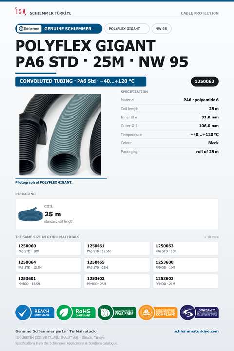 POLYFLEX GIGANT NW95 NONSLIT PA6 RLX 25 Meters